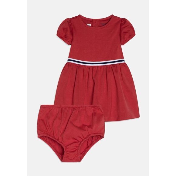 Ralph Lauren Baby Girl Red Cotton Jersey Dress Size 12M - Picture 3 of 10